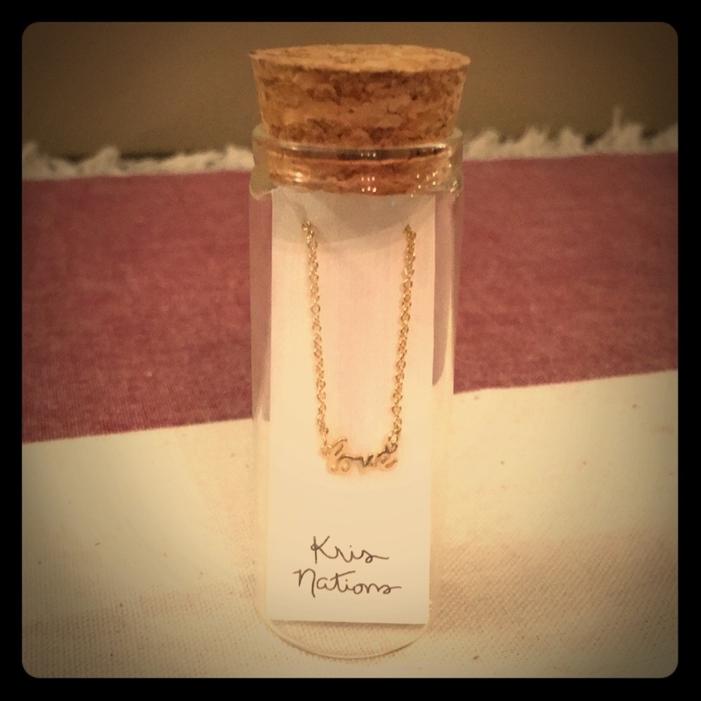 Kris Nations Love script necklace
